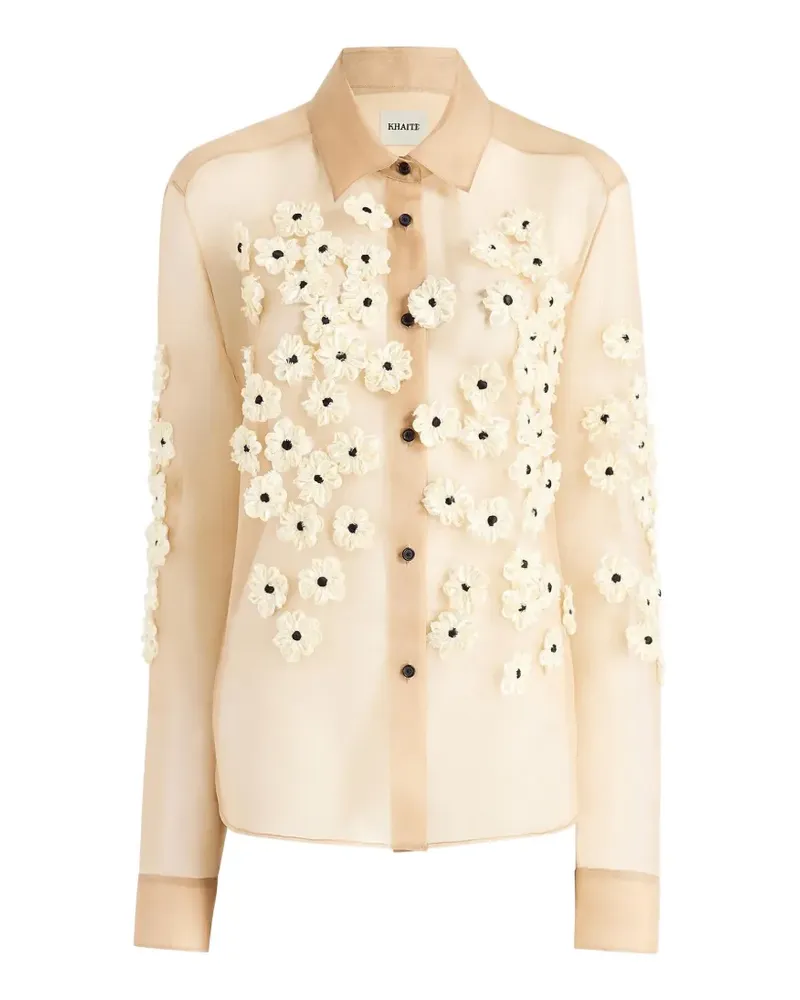 KHAITE Argo Hemd mit Blumenverzierung - Nude Nude