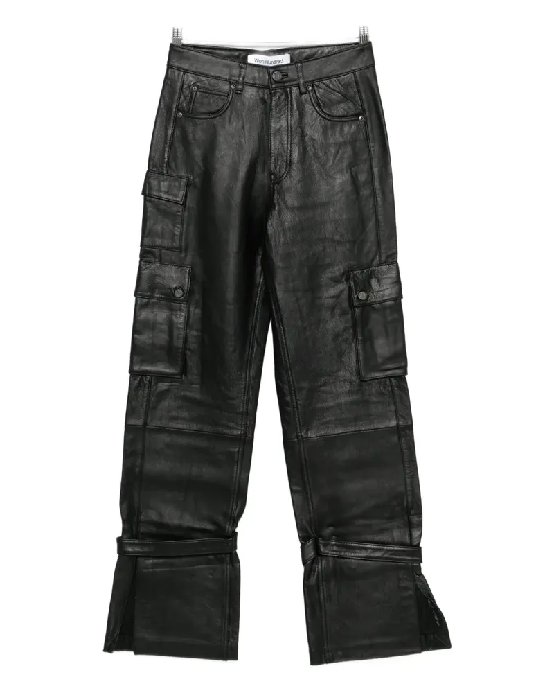 Won Hundred Marie Cargohose aus Leder - Schwarz Schwarz