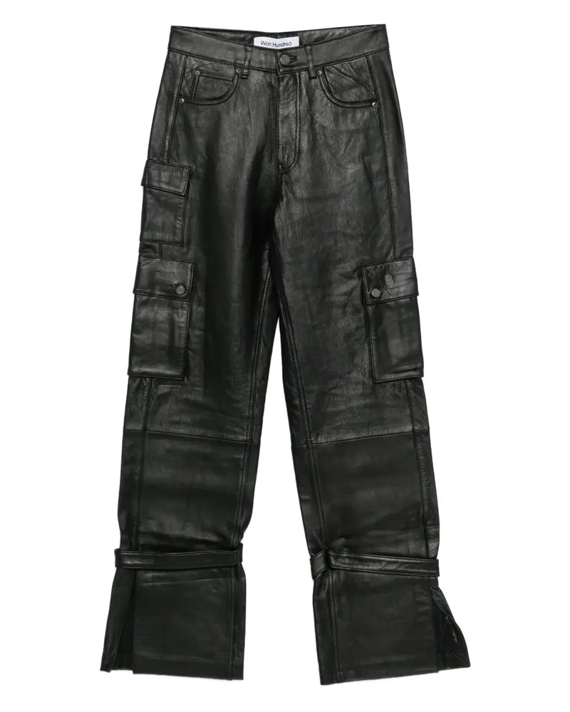 Won Hundred Marie Cargohose aus Leder - Schwarz Schwarz