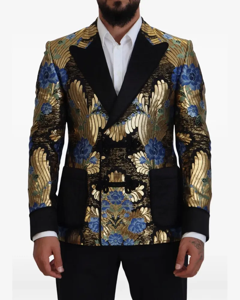 Dolce & Gabbana Doppelreihiges Sakko aus Brokat - Schwarz Schwarz