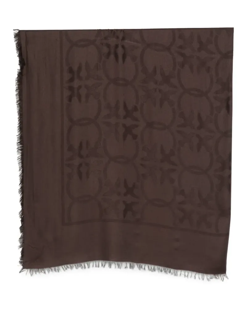 Pinko monogram-pattern frayed scarf - Braun Braun