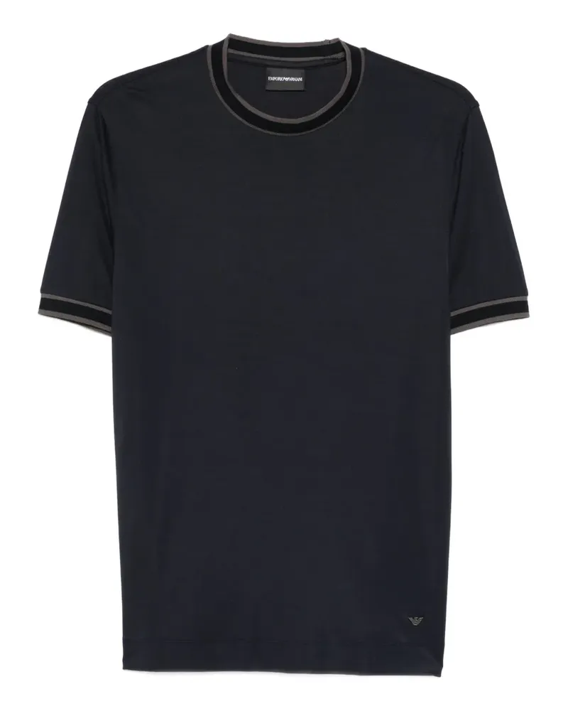 Emporio Armani T-Shirt mit geripptem Saum - Blau Blau