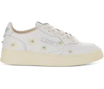 Sneakers mit Blumen-Stickerei - Weiß