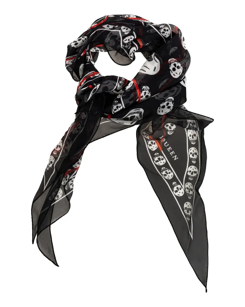 Alexander McQueen skull-print asymmetrical scarf - Schwarz Schwarz