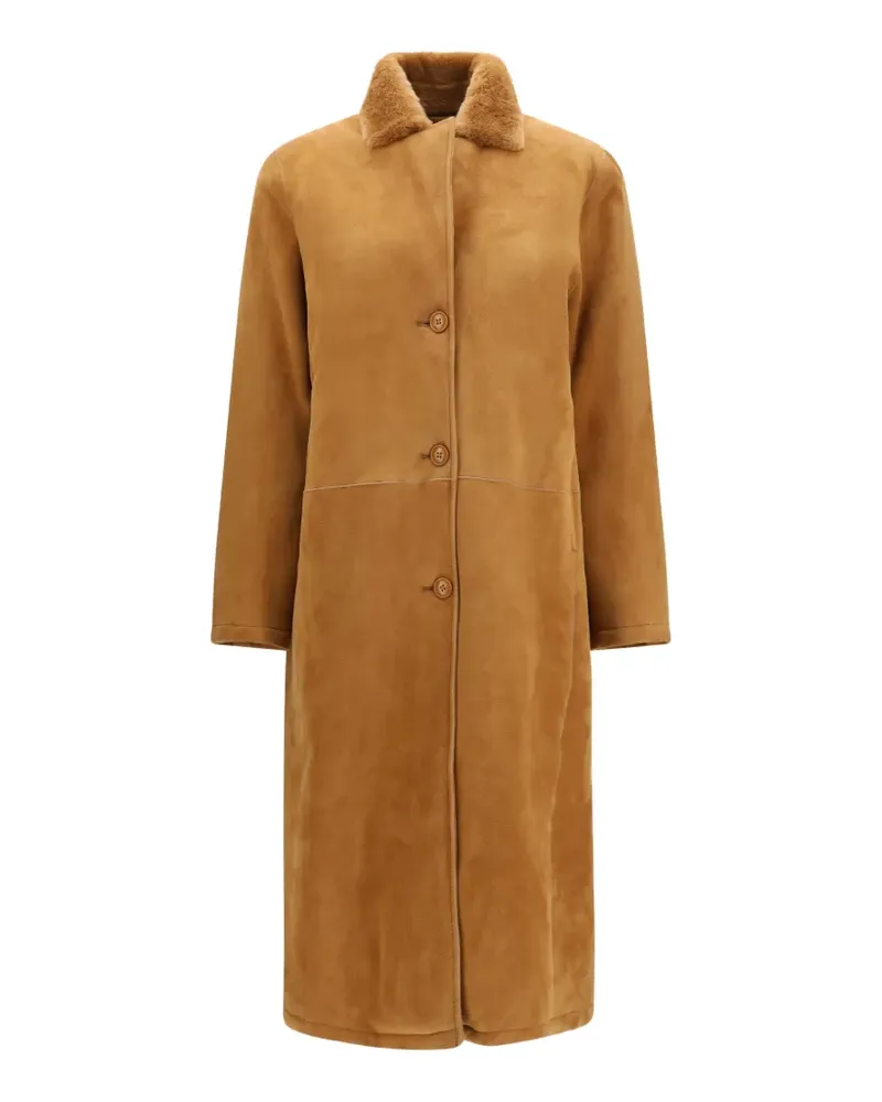 s.w.o.r.d 6.6.44 Ledermantel mit Shearling-Kragen - Nude Nude