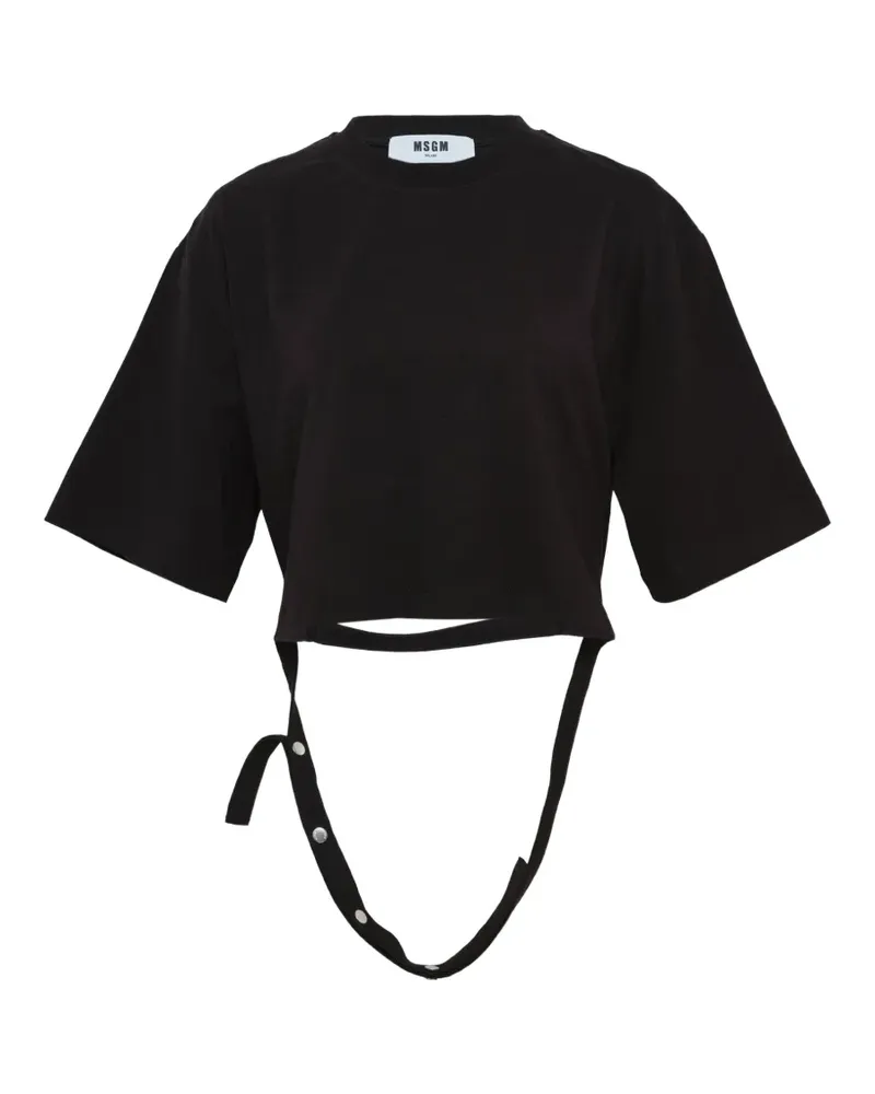 MSGM T-Shirt mit Logo-Stickerei - Schwarz Schwarz