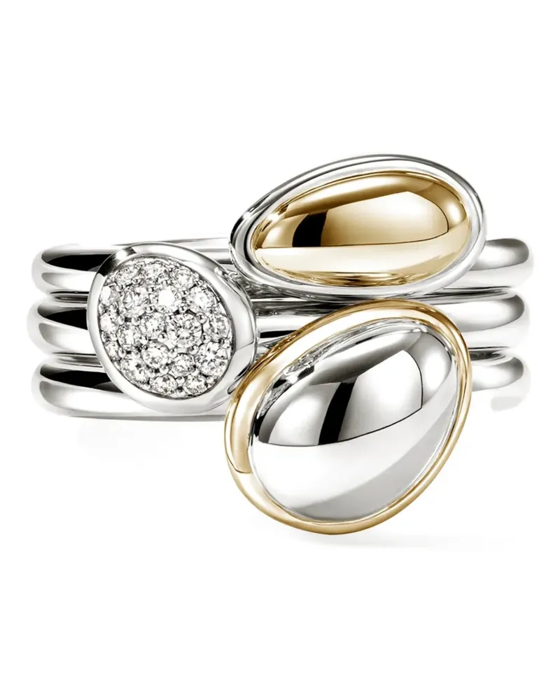 John Hardy pebble stacking trio diamond ring - Silber Silber