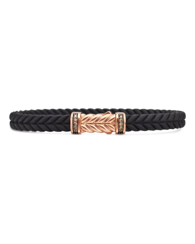 David Yurman 18kt Chevron Rotgoldarmband (6mm) - Schwarz Schwarz