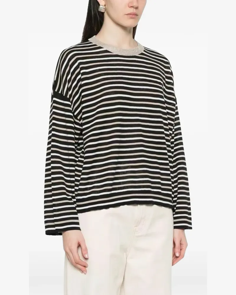 Brunello Cucinelli Gestreifter Pullover - Schwarz Schwarz