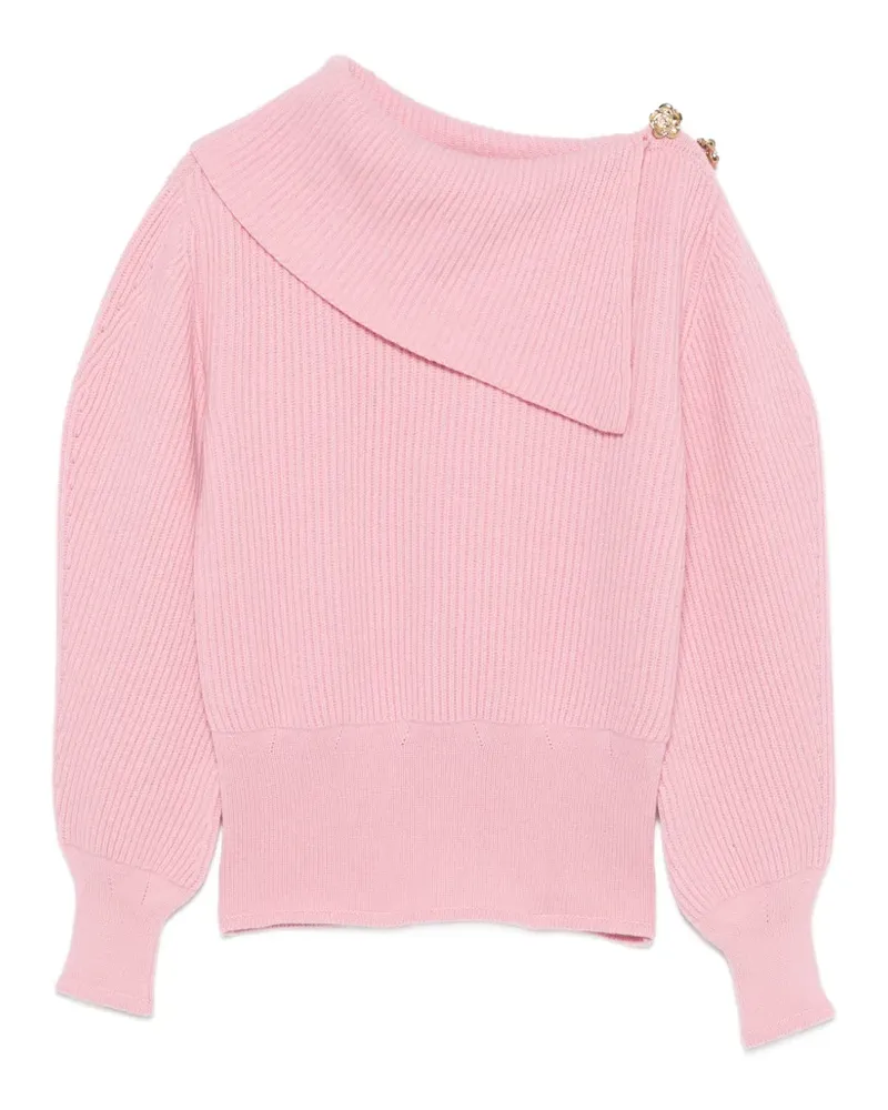 Blumarine Schulterfreier Pullover mit Rosendetail - Rosa Rosa