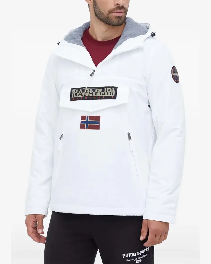 Napapijri Kapuzenjacke mit Logo-Patch - Weiß Weiß
