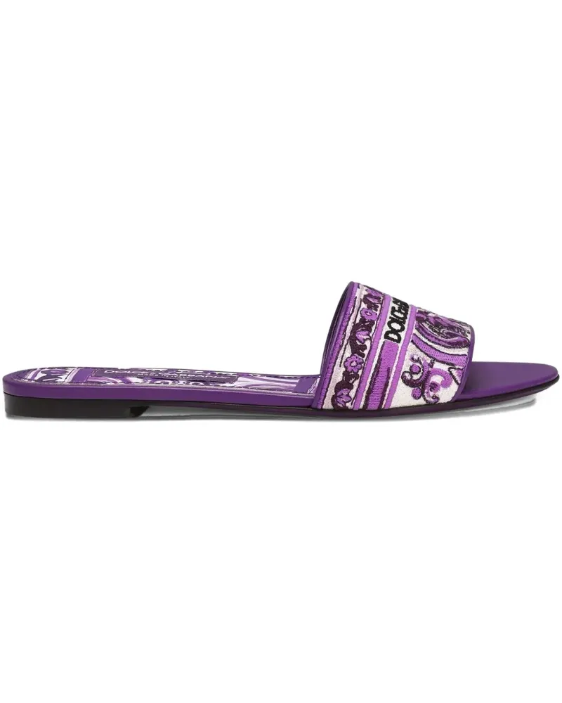Dolce & Gabbana Pantoletten mit Majolica-Muster - Violett Violett