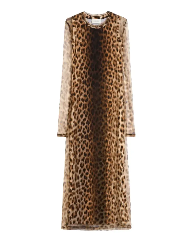 SPORTMAX leopard print long sleeve dress - Nude Nude