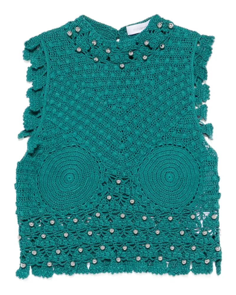 Paco Rabanne crochet-knit sphere-embellished top - Grün Grün
