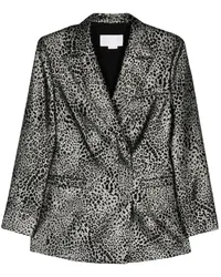 Genny Doppelreihiger Animalier Blazer Silber