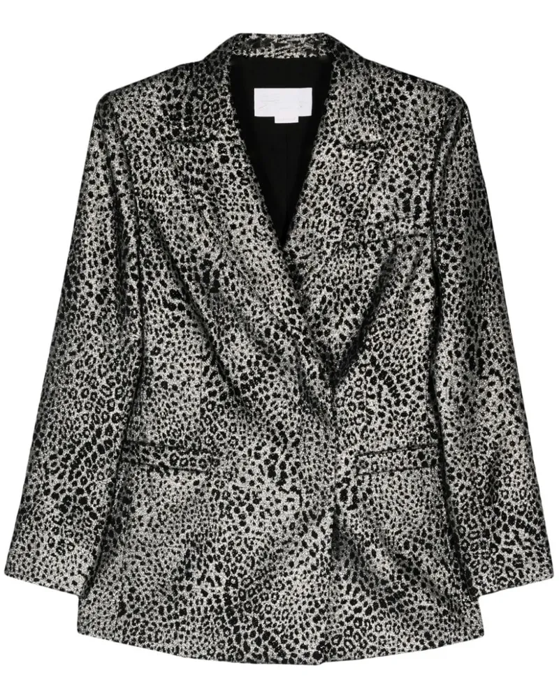 Genny Doppelreihiger Animalier Blazer - Silber Silber