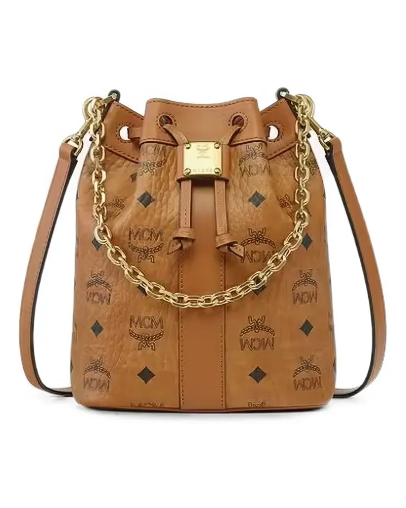 MCM Mini Dessau monogram-print shoulder bag - Nude Nude