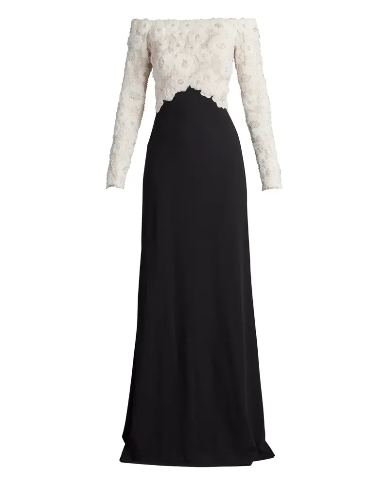 Tadashi Shoji Maxikleid mit Spitzeneinsatz - Weiß Weiß