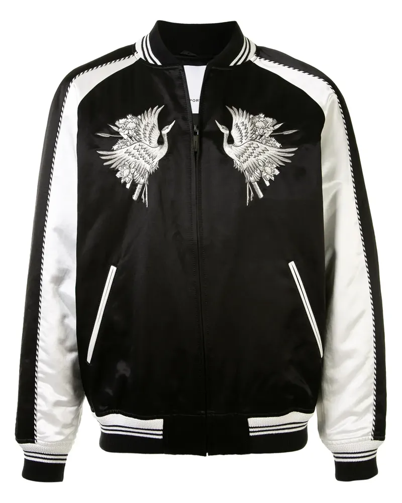 Ports V Bomberjacke aus Satin - Schwarz Schwarz