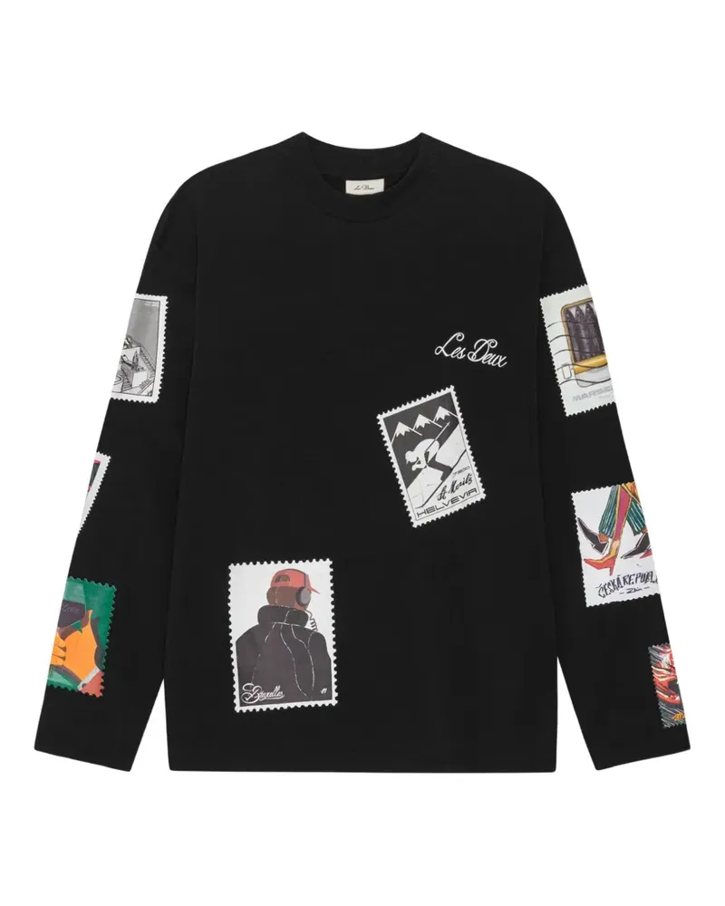 LES DEUX Pullover mit Stempel-Print - Schwarz Schwarz