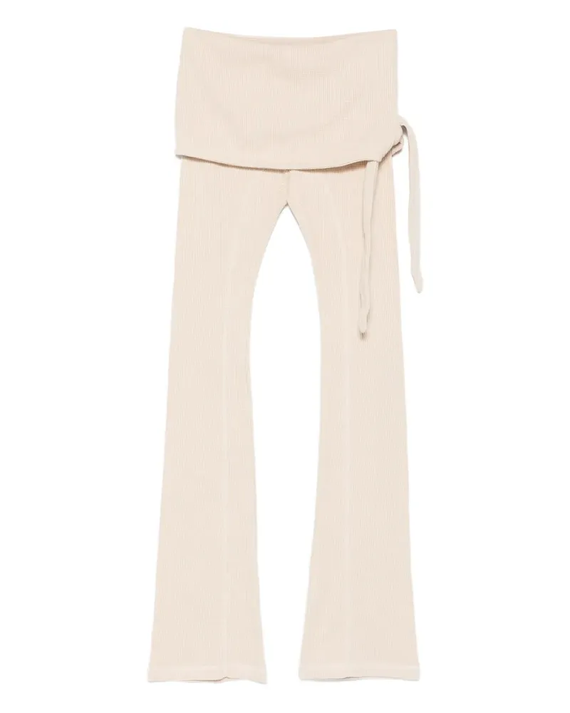 OPEN YY waffle tie trousers - Nude Nude