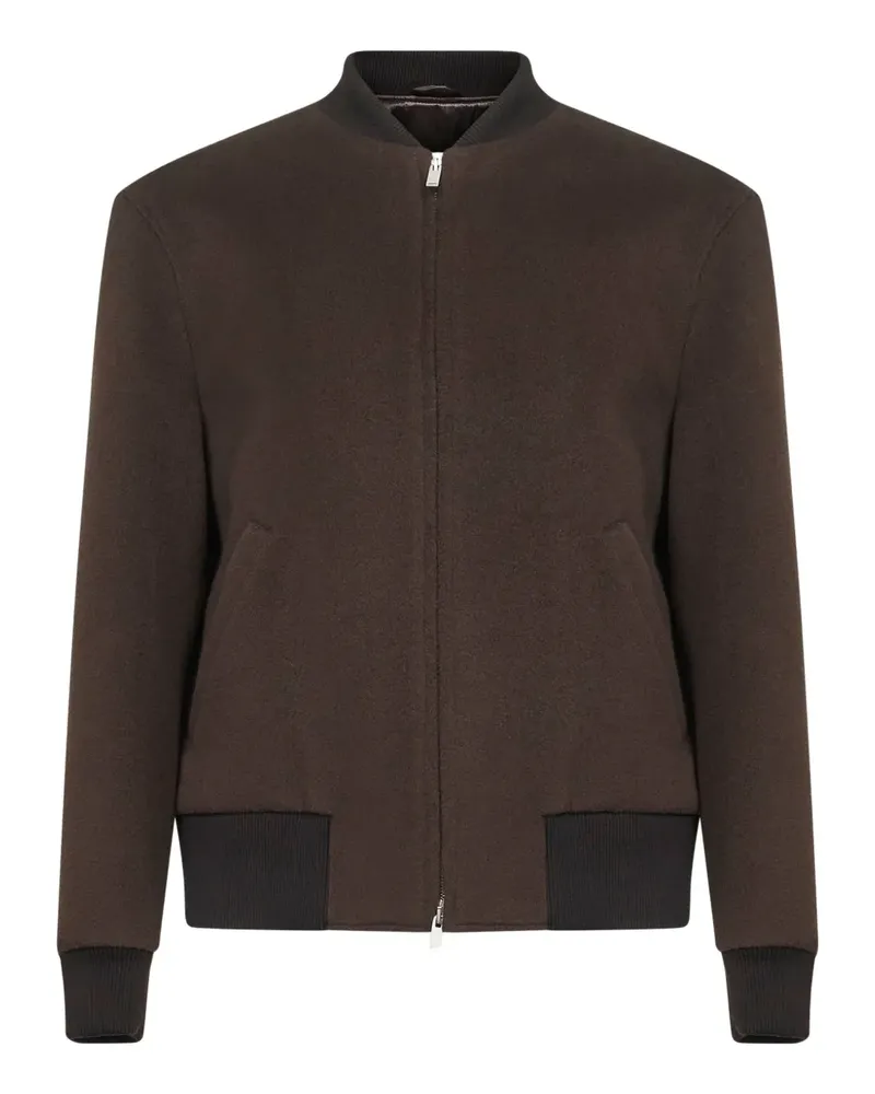 LARDINI virgin wool zip-up bomber jacket - Braun Braun