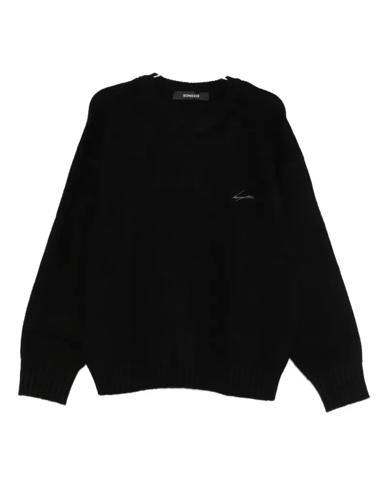 SONGZIO Pullover mit Knight-Stickerei - Schwarz Schwarz