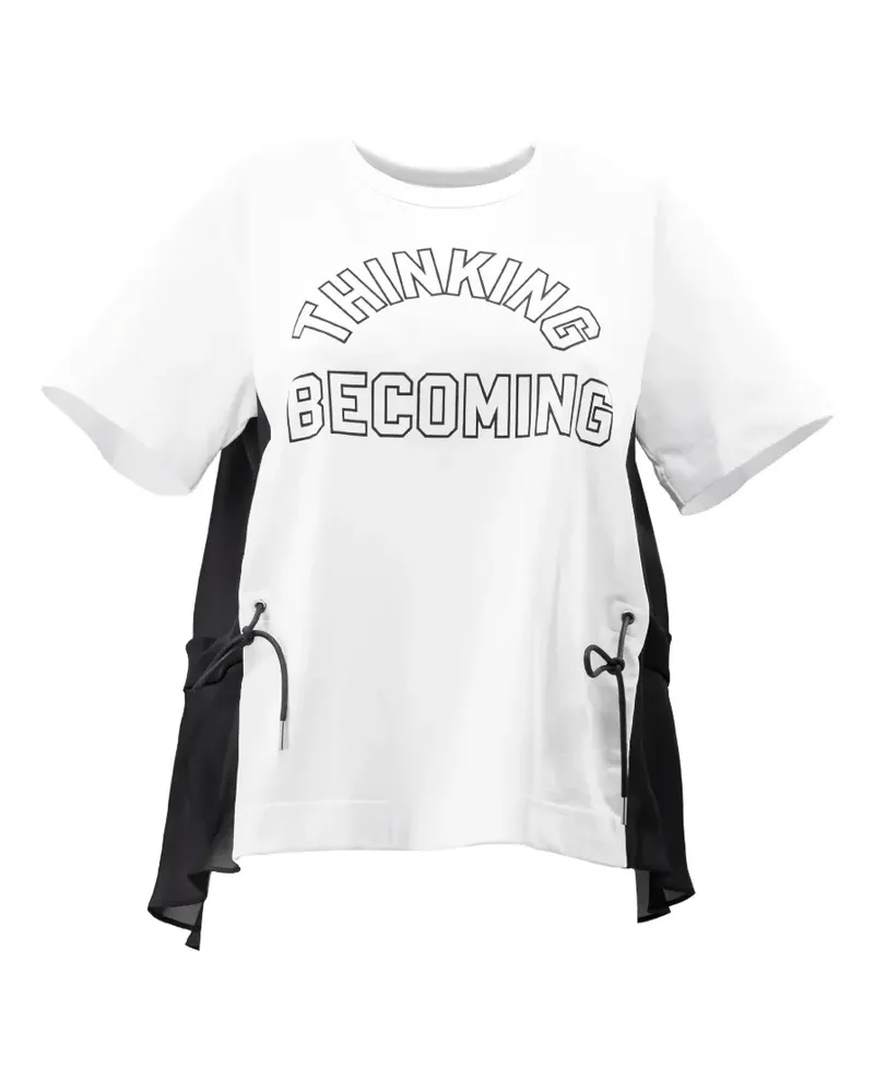 Sacai panelled drawstring T-shirt - Weiß Weiß