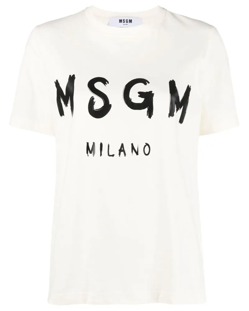 MSGM T-Shirt mit Logo-Print - Nude Nude
