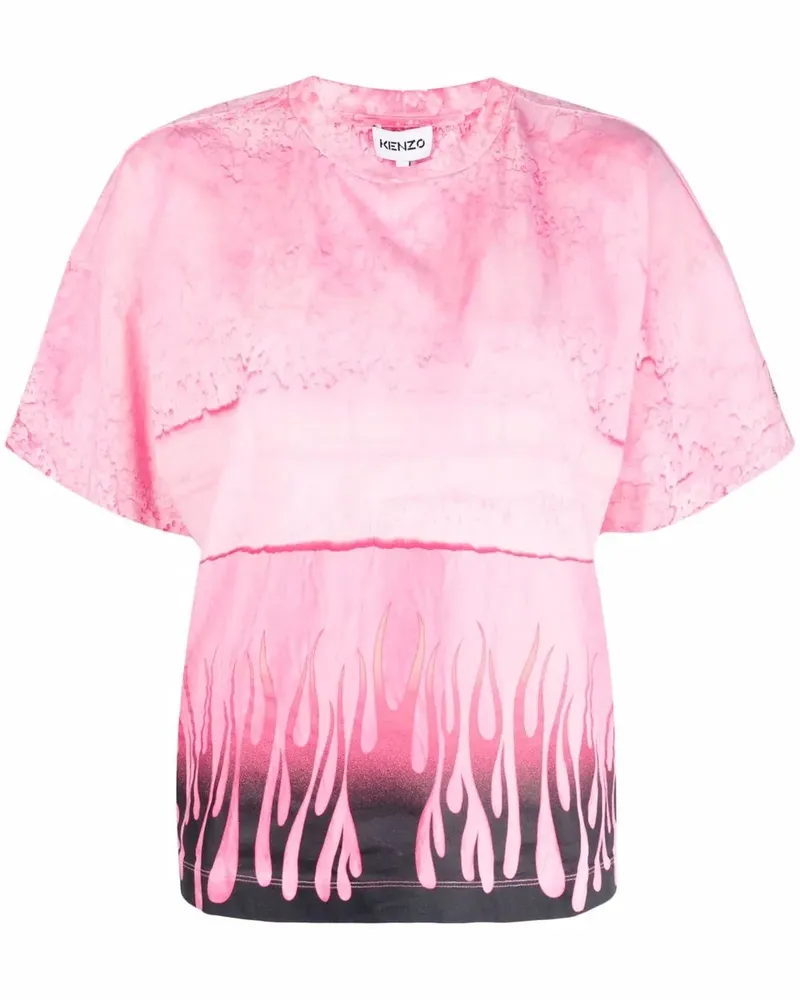 Kenzo T-Shirt mit abstraktem Print - Rosa Rosa