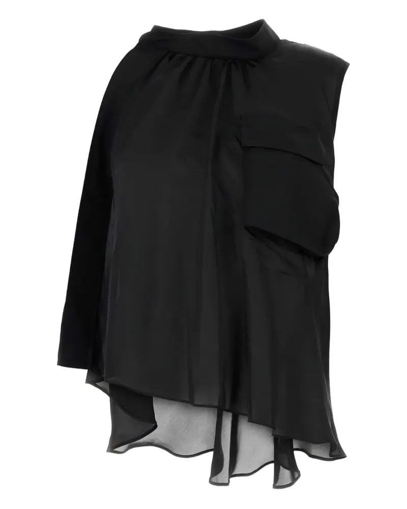 Sacai Oberteil mit asymmetrischem Saum - Schwarz Schwarz