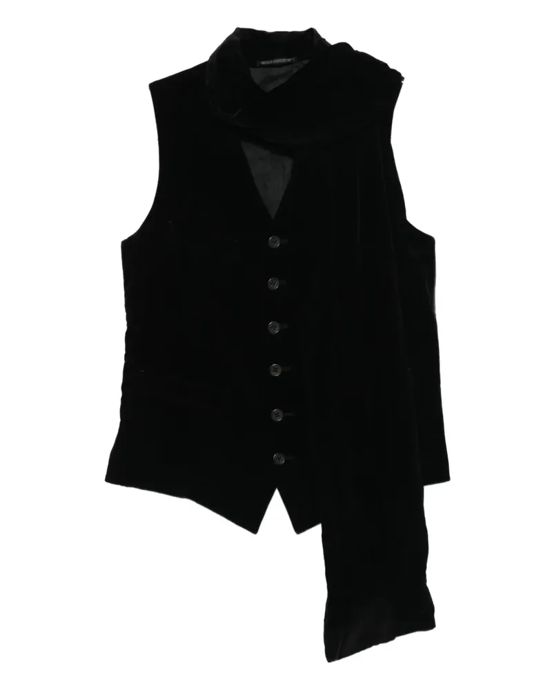 Yohji Yamamoto Top in Samtoptik - Schwarz Schwarz