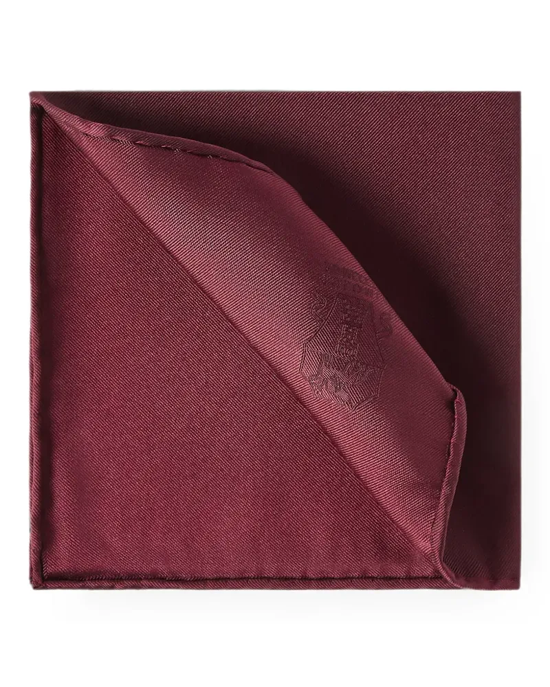 Brunello Cucinelli silk pocket square with printed logo - Rot Rot