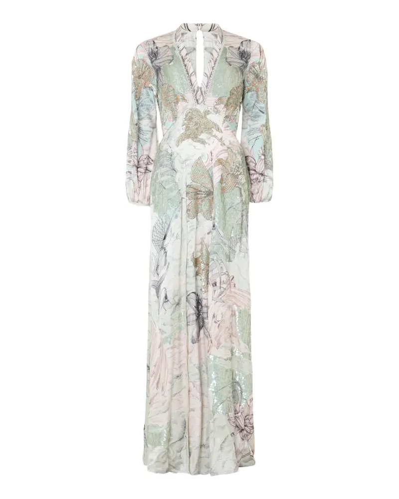 Temperley London Nerissa Maxikleid mit Blumenprint und Pailletten - Nude Nude