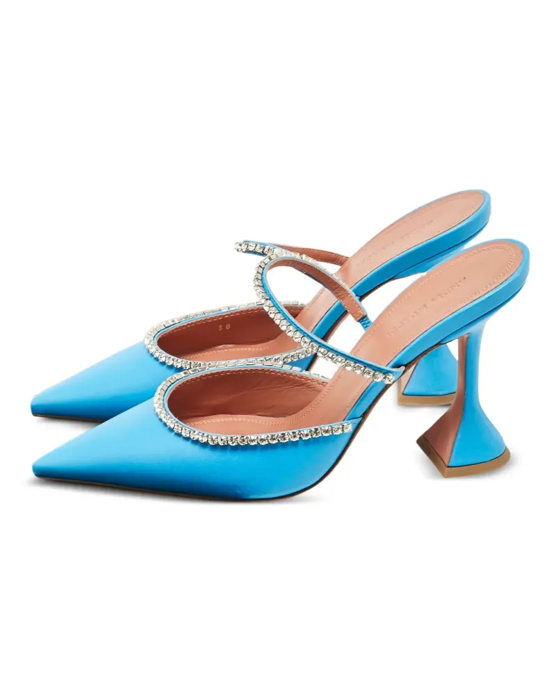 Amina Muaddi Gilda Mules mit Kristallen - Blau Blau
