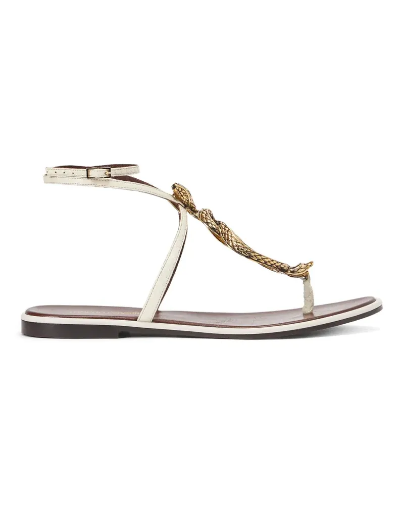 Roberto Cavalli snake-motif flat sandals - Weiß Weiß