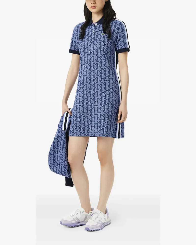 Lacoste Gemustertes Minikleid mit Polokragen - Blau Blau