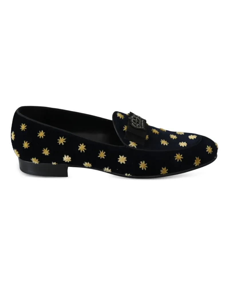 Dolce & Gabbana Loafer mit Sternstickerei und Kronenverzierung - Schwarz Schwarz