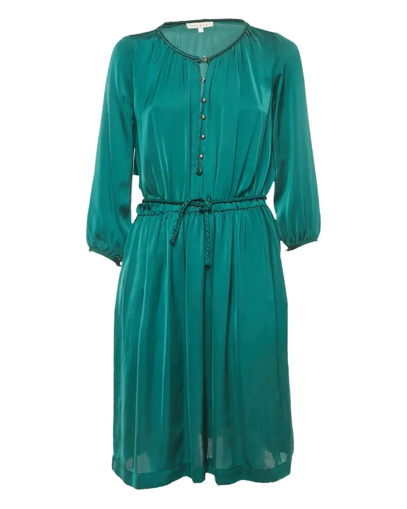 Sandro Satin-Midikleid mit geflochtener Krawatte - Grün Grün