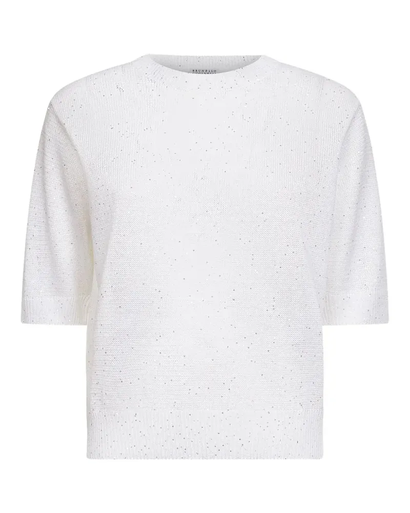 Brunello Cucinelli sequin-embellishment T-shirt - Weiß Weiß