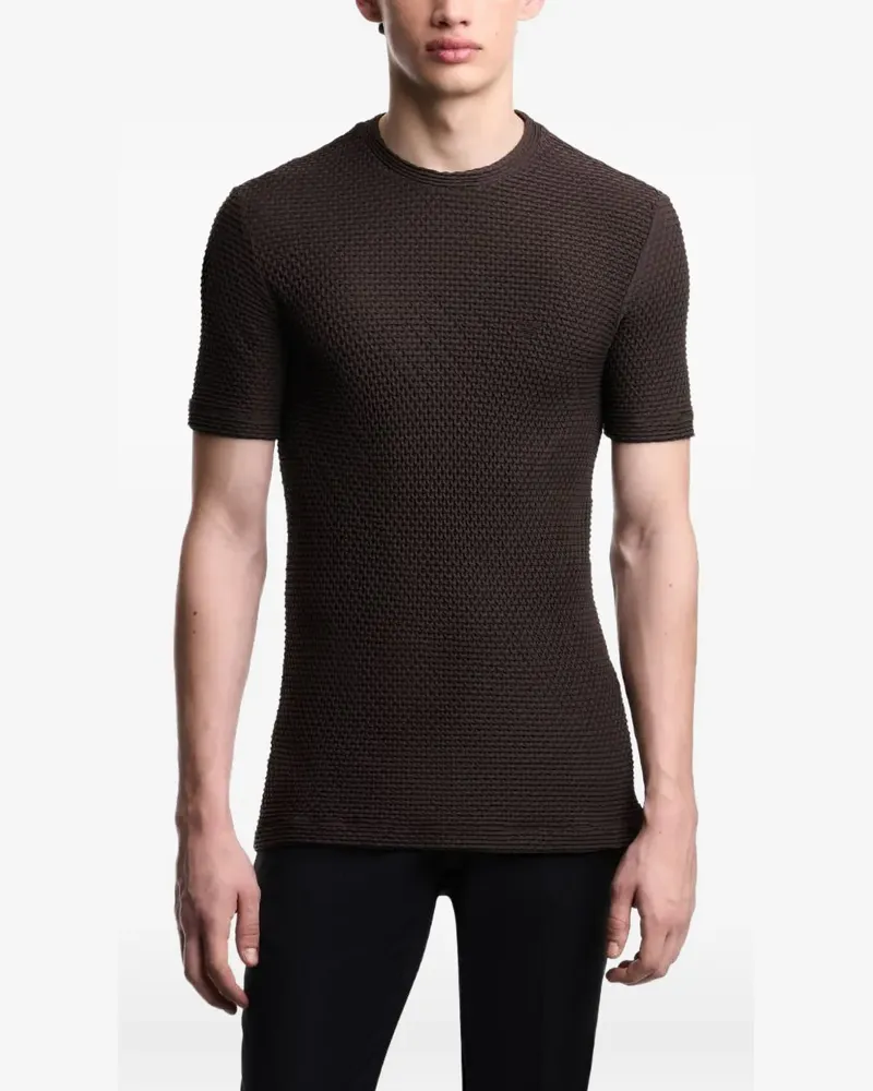 Emporio Armani embossed-effect eagle-logo T-shirt - Braun Braun