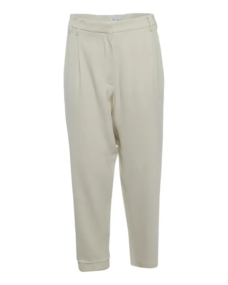 Brunello Cucinelli Monili gabardine straight-leg trousers - Nude Nude