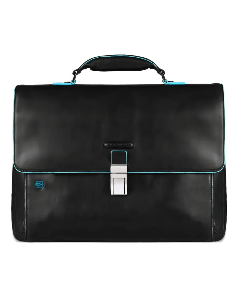 Piquadro Expandable padded leather briefcase - Schwarz Schwarz
