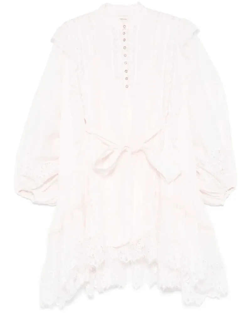 Zimmermann Crush Lace Billow Minikleid - Rosa Rosa