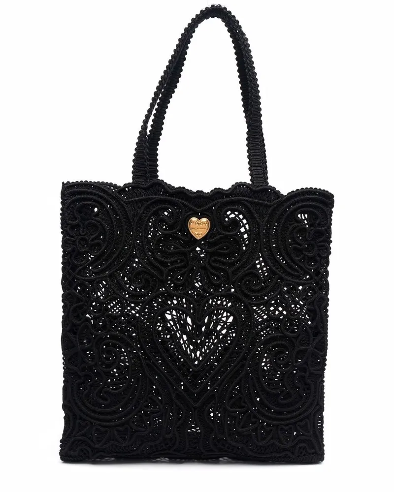 Dolce & Gabbana Handtasche mit Spitze - Schwarz Schwarz