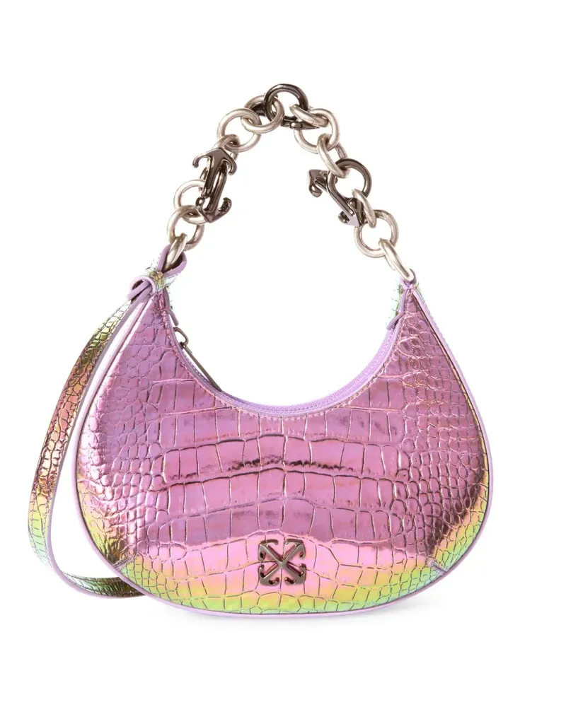 OFF-WHITE Hemisphere Croco Schultertasche - Rosa Rosa