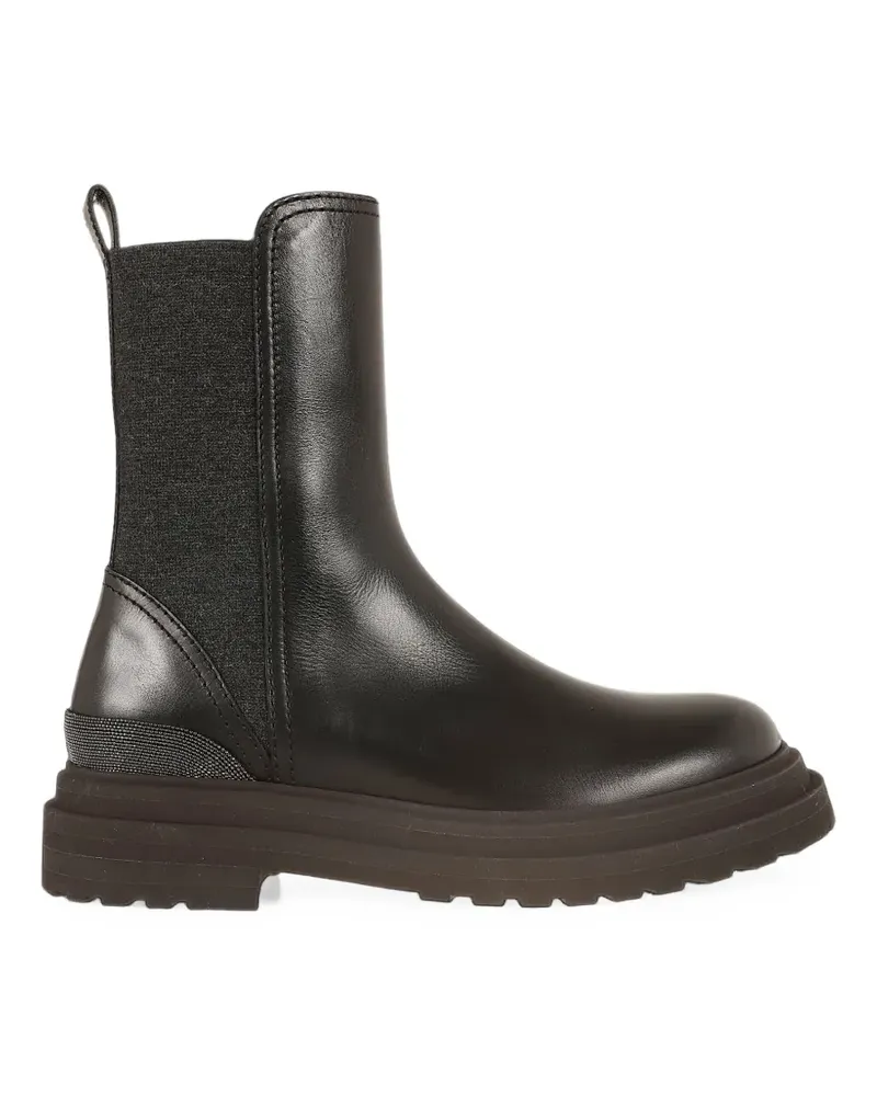 Brunello Cucinelli Monili-trim leather ankle boots - Braun Braun