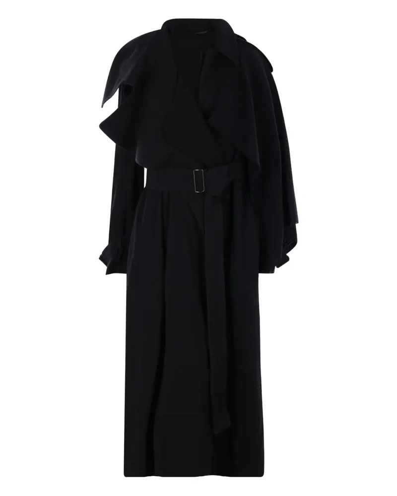Yohji Yamamoto Mantel mit Gürtel - Schwarz Schwarz