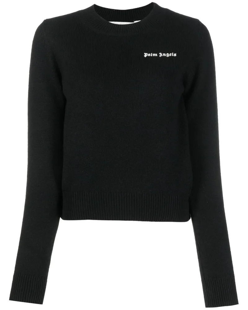 Palm Angels Gerippter Pullover mit Logo - Schwarz Schwarz