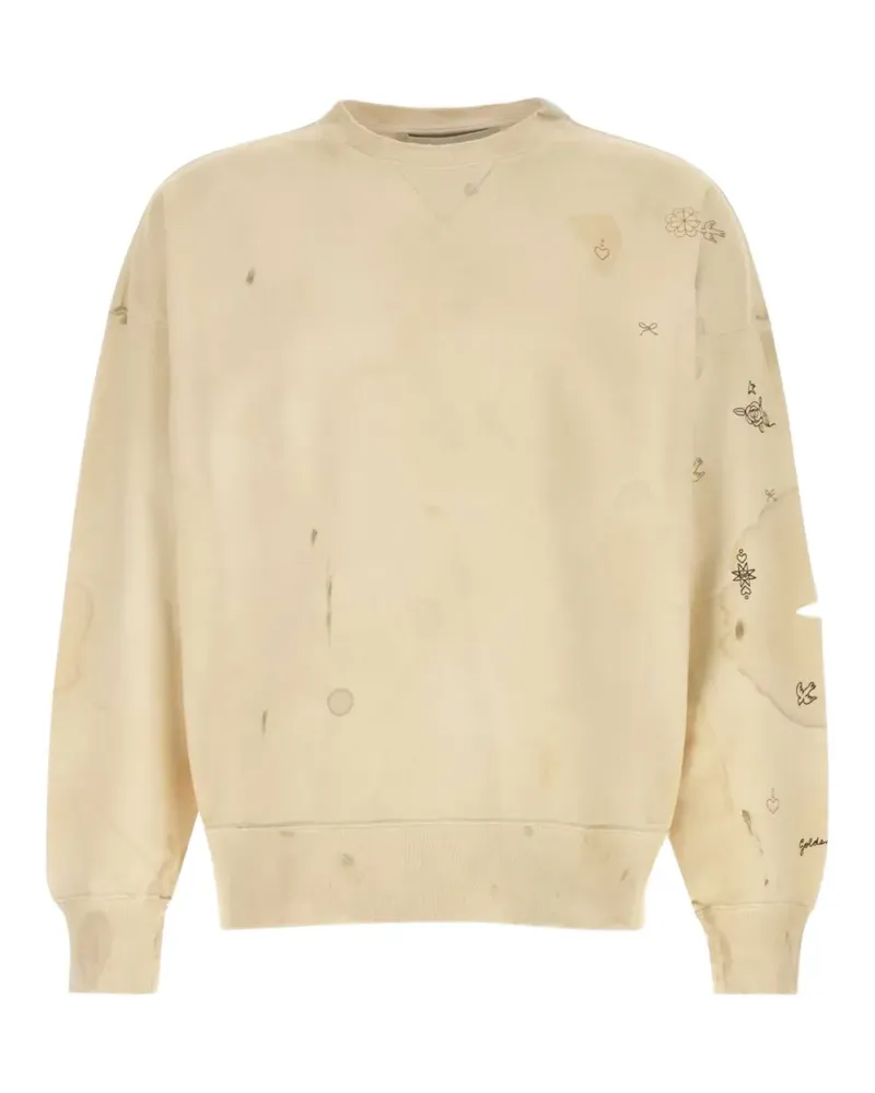 Golden Goose distressed graphic-print sweater - Nude Nude